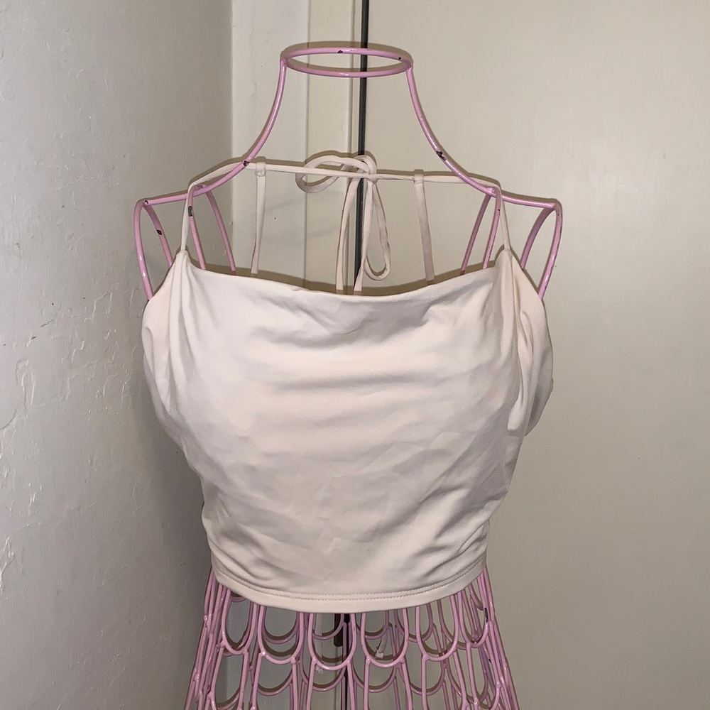 Like New Topshop cream strappy crop adjustable open back top- US (8-10)